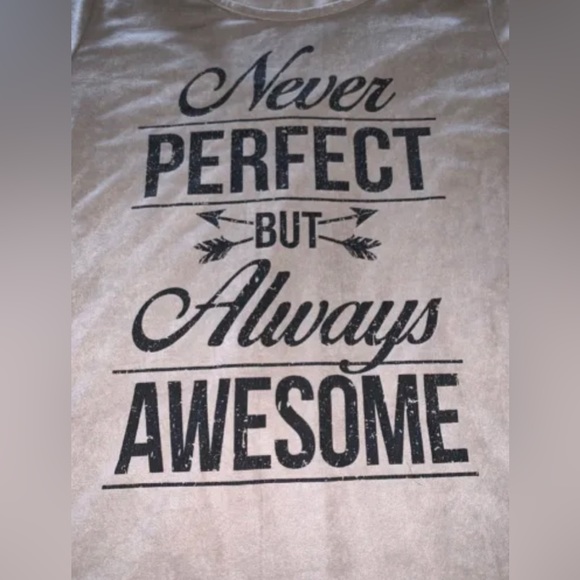 Moonchild Women’s Suede Sz M Blouse “Never perfect but always awesome” PreOwned - Picture 2 of 10